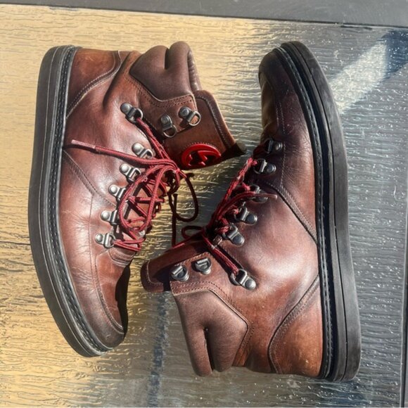 Authentic Gucci Interlocking GG Logo Leather Hiking Boots Brown Shoes 368496 - Picture 5 of 16